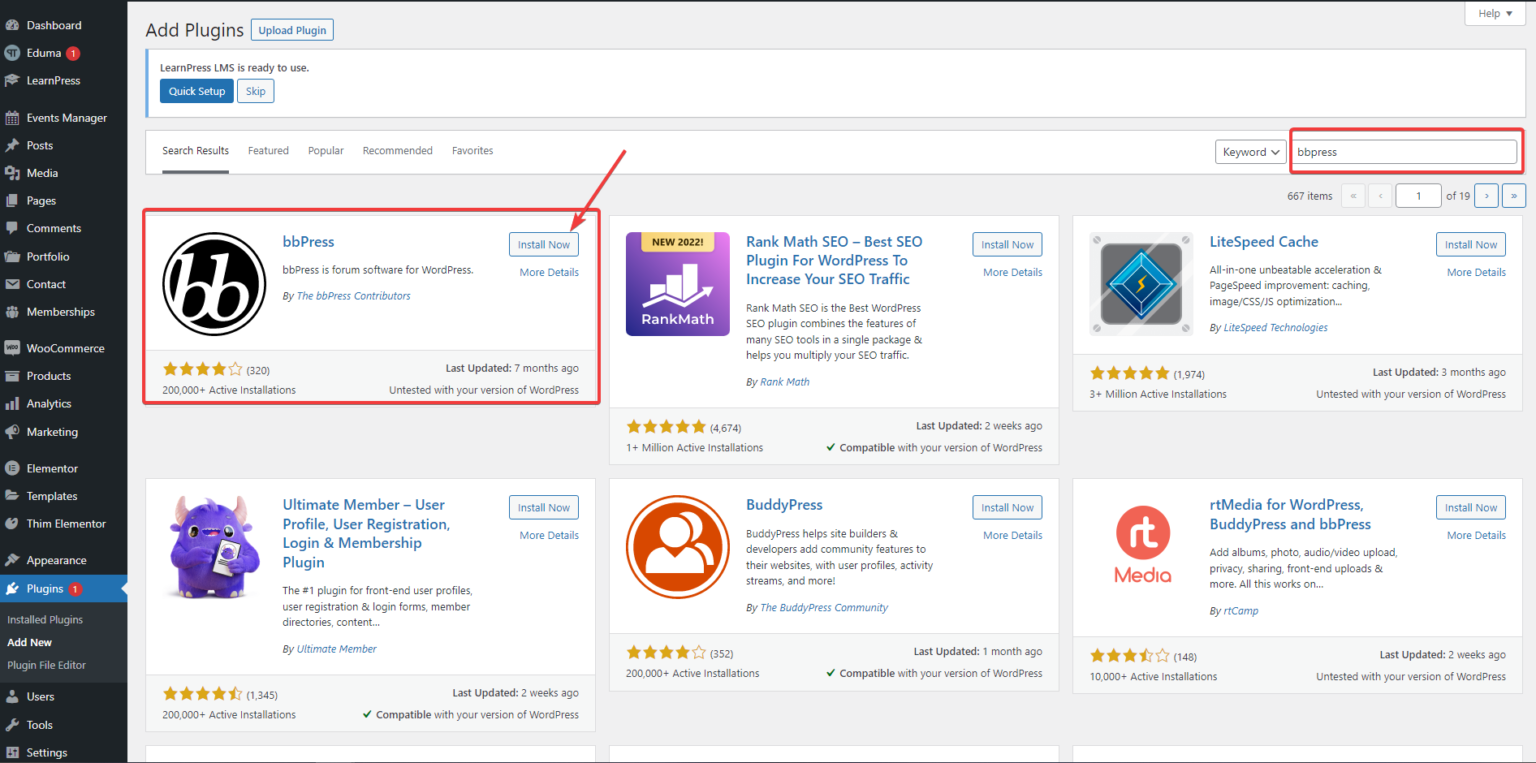 Search bbPress on WordPress