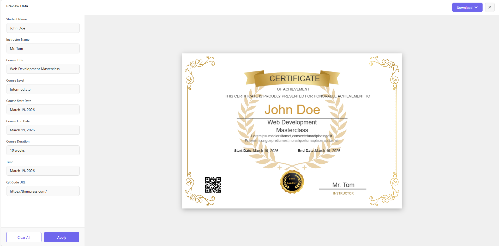 Certificate Add-on for LearnPress - How To Create A Certificate