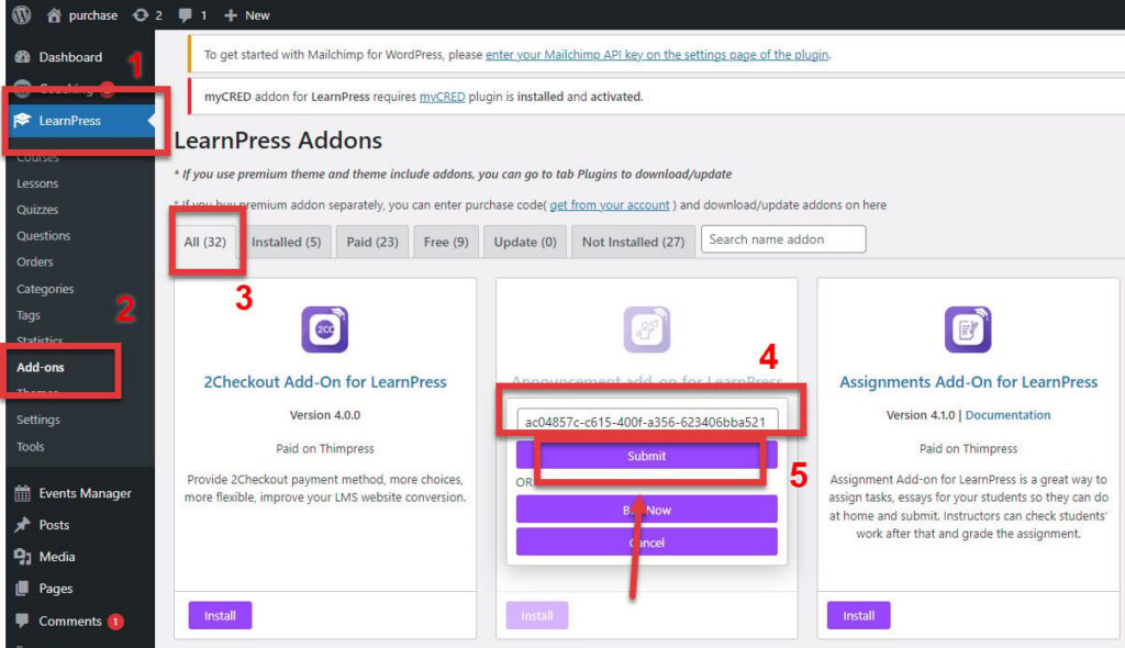 WooCommerce Add-on for LearnPress - Install and update Add-on via ...