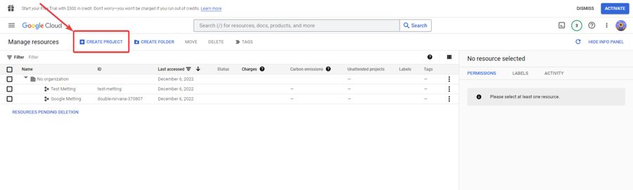 Create Project Google Cloud