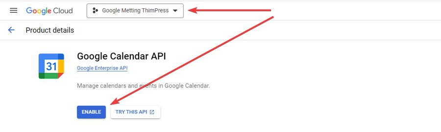 Enable Google Calendar API