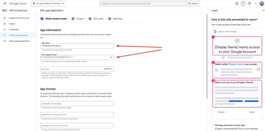 Fill In App Information