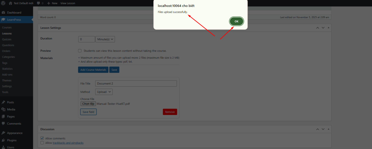 LearnPress - Admin Guide - Lessons