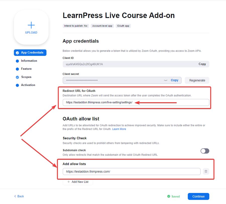 Zoom App Credentials
