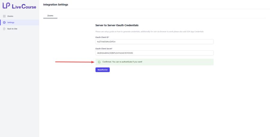Zooms In LearnPress Live Course