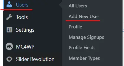 Access "Users" in WordPress