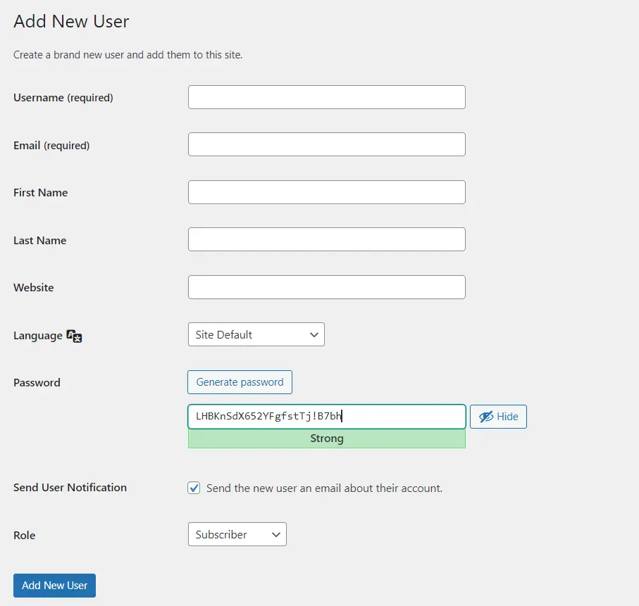 Add New User in LearnPress