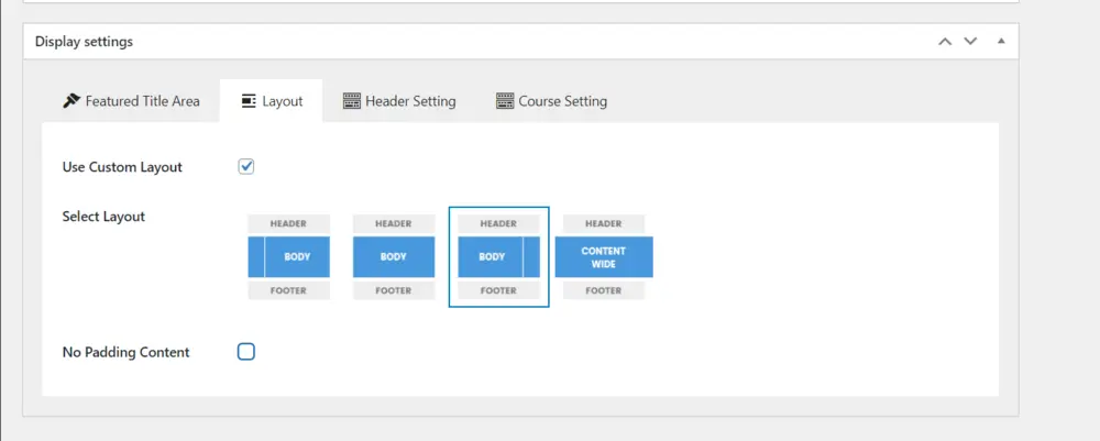 Course Display Layout Section