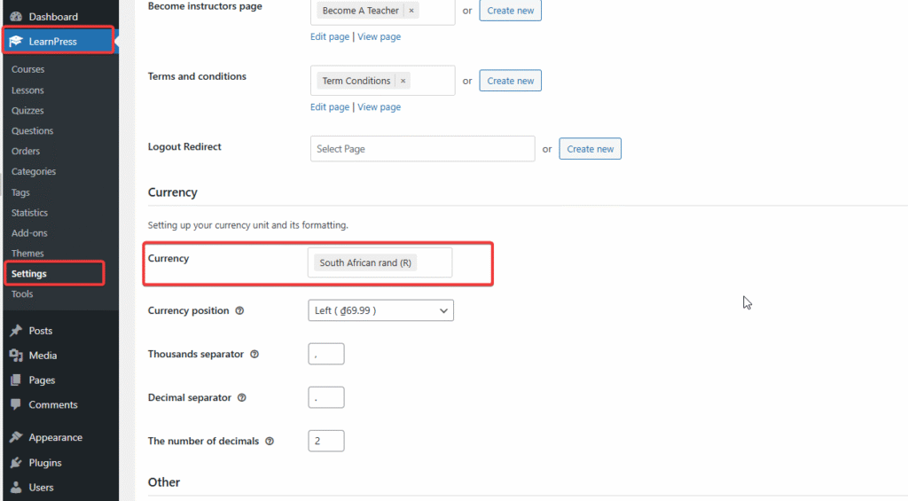 Paystack Gateway Add-on for LearnPress - Setting payment