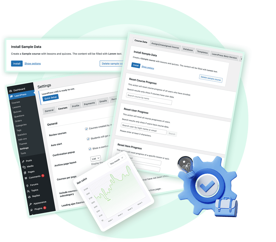 learnpress payment gateways sales report dashboard