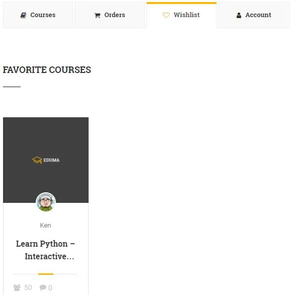 Wishlist Tab