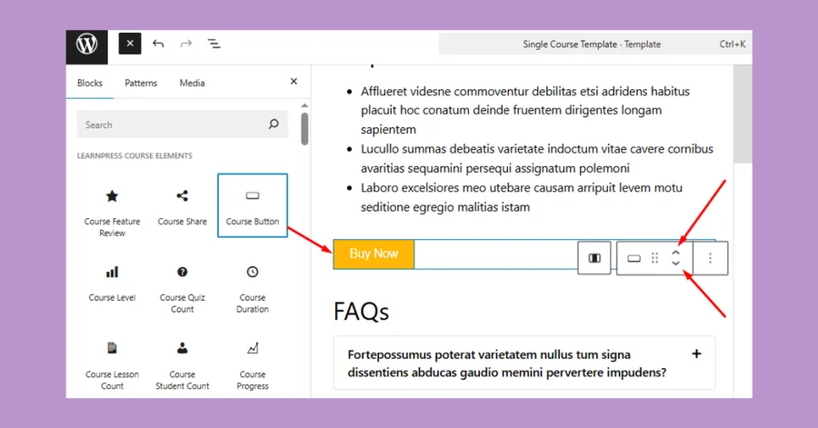 Drag and Drop LearnPress Elements