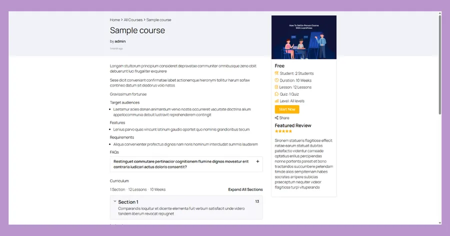 Save Single Course Template