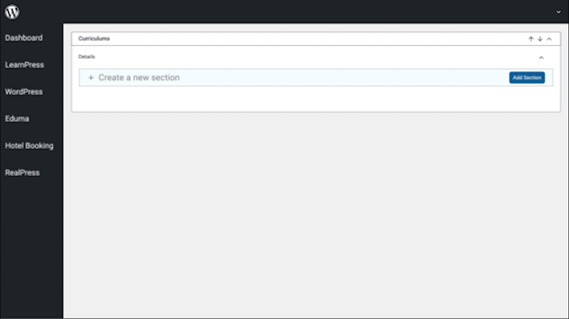 Add Curriculum Sections