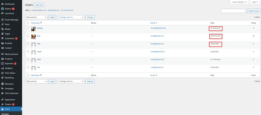 LearnPress User Roles