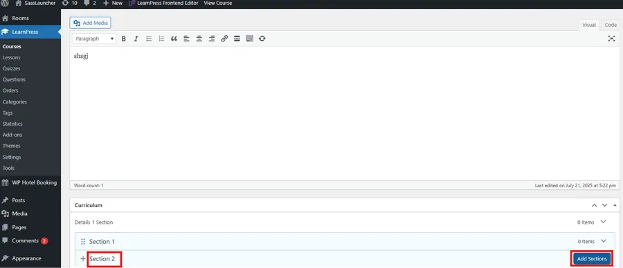 Add sections
