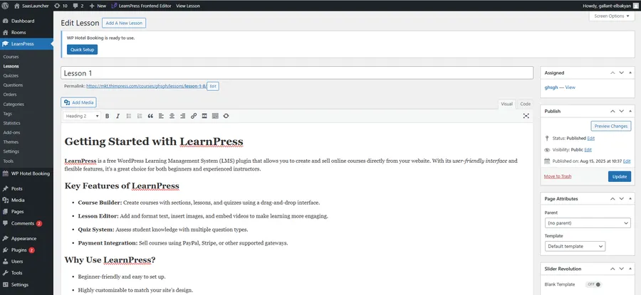 Formatting Lesson Text