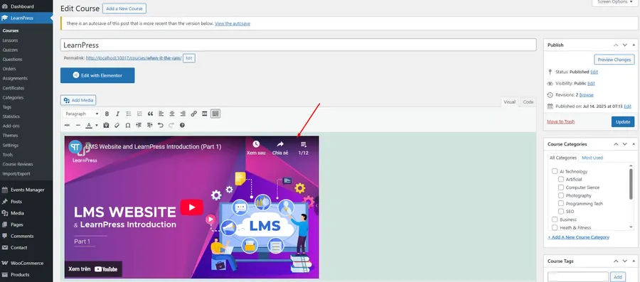 Embedding Video from YouTube or Vimeo