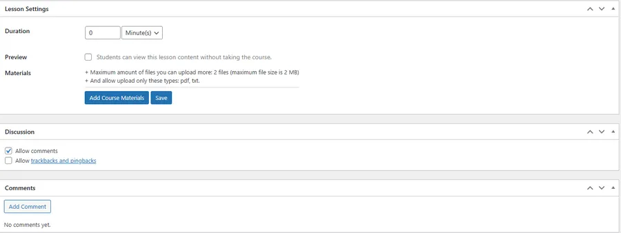 Lesson Settings