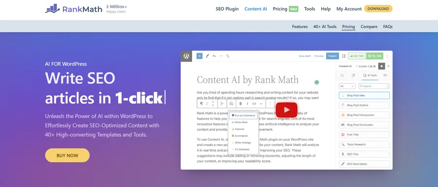 Rank Math -ai tools for wordpress