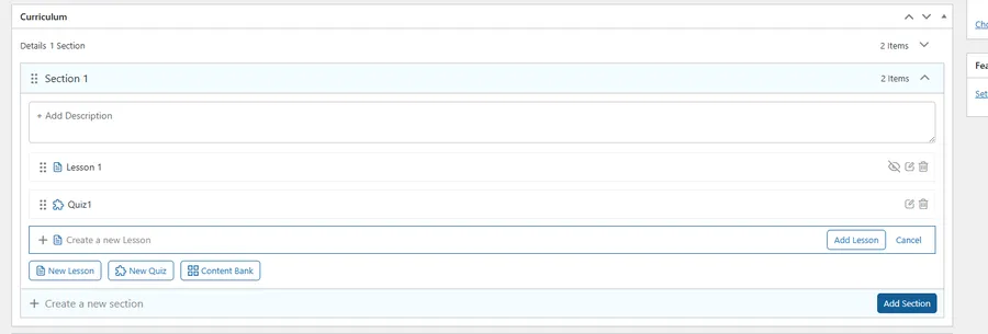 Synchronized Quiz-building Process with the UI/UX of the Main Course Curriculum Editor.