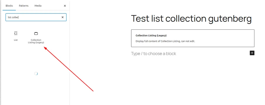 Block List Collection (Gutenberg) in Backend