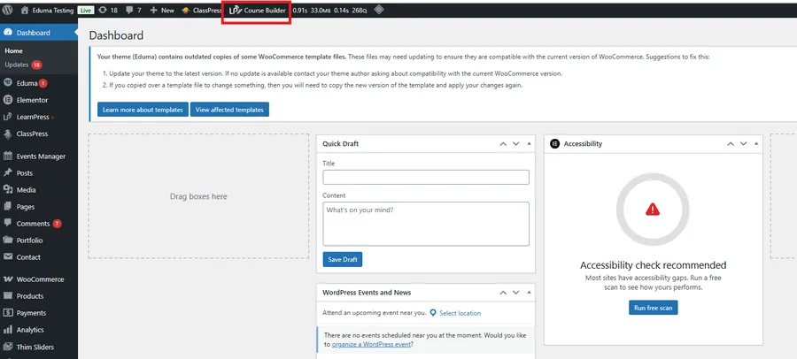 learnpress course builder learnpress-course-builder-admin-bar-button