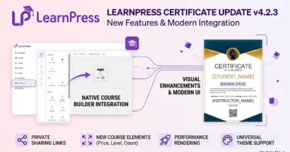 LearnPress Certificate Update: Course Builder Integration, Advanced Sharing, and Performance Boosts