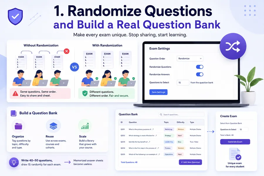 Randomize questions and build a real question bank