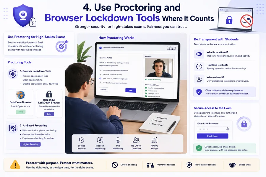 Use proctoring and browser lockdown tools