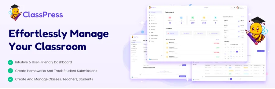 WordPress classroom management plugin dashboard interface