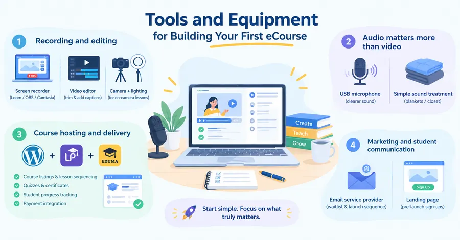 Tools and equipment for building your first eCourse