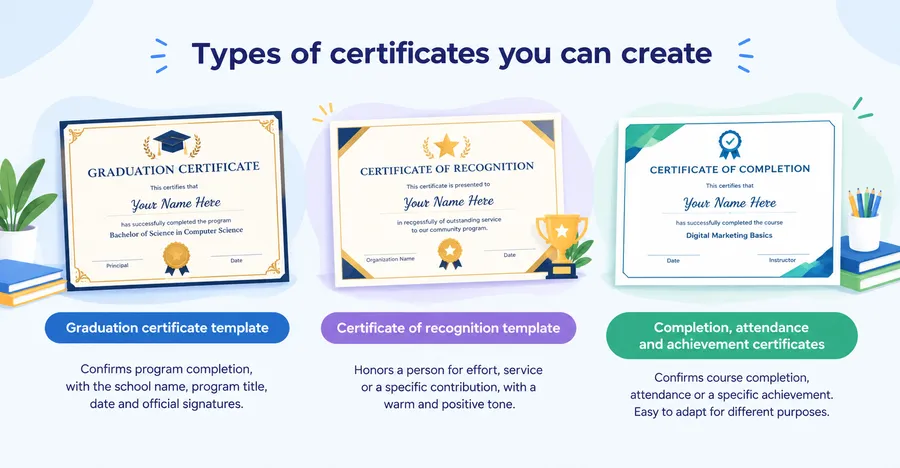 Types of certificates you can create