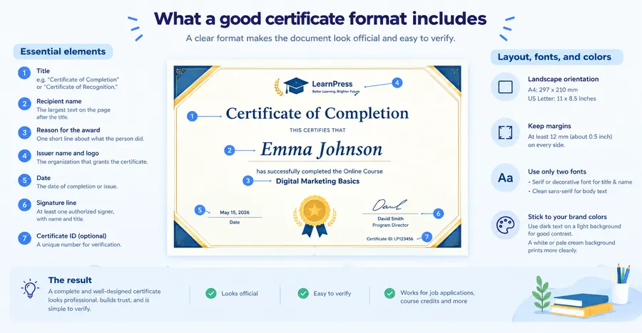 What a good certificate format includes