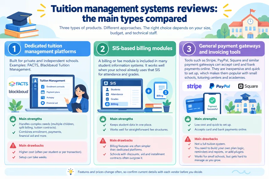 Tuition management systems reviews: the main types compared